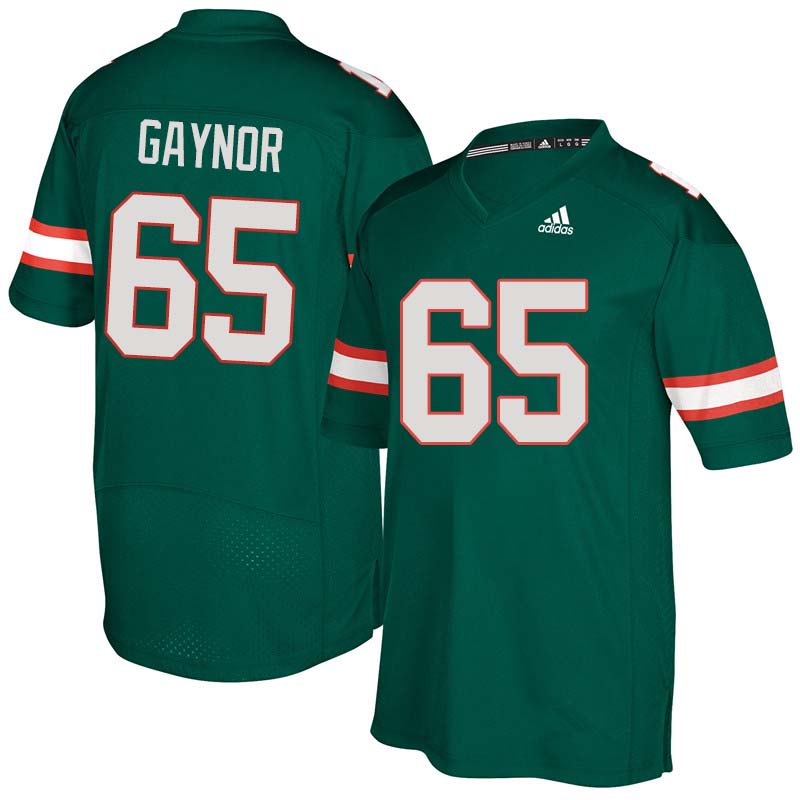 Adidas Miami Hurricanes #65 Corey Gaynor College Football Jerseys Sale-Green
